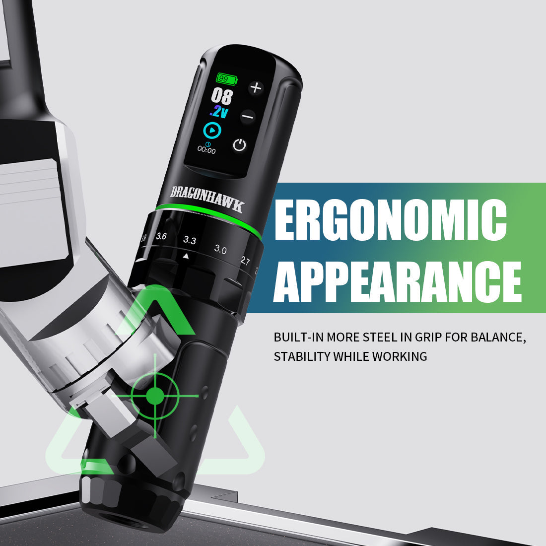 Dragonhawk L3 Tattoo Kit 7 Strokes Length 2 Batteries Wireless Kit