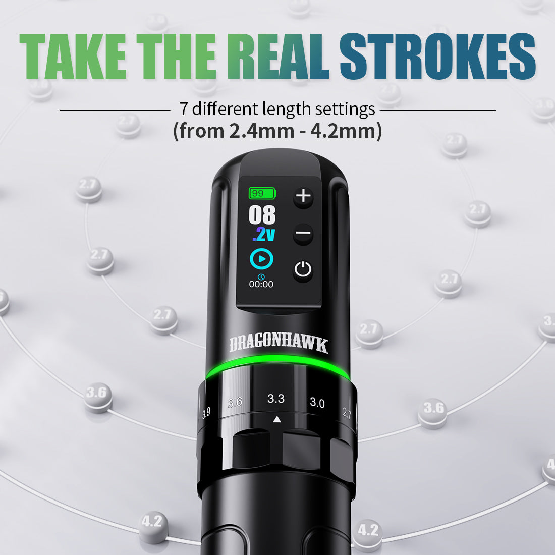 Dragonhawk L3 Wireless Tattoo Gun 7 Strokes Length  Rotary Pen Machine